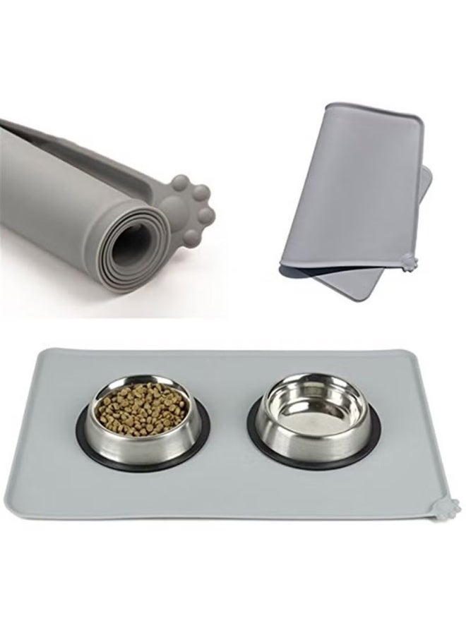 MunKan Feeding Mat for Cat and Dog, Pet Food Mat,Pet Silicone Bowl Mat ,Pet Feeding Mat , Waterproof Mat Pet,Premium Silicone FDA Grade Non-stick Non Slip Anti Spill Easy Clean ( Grey )