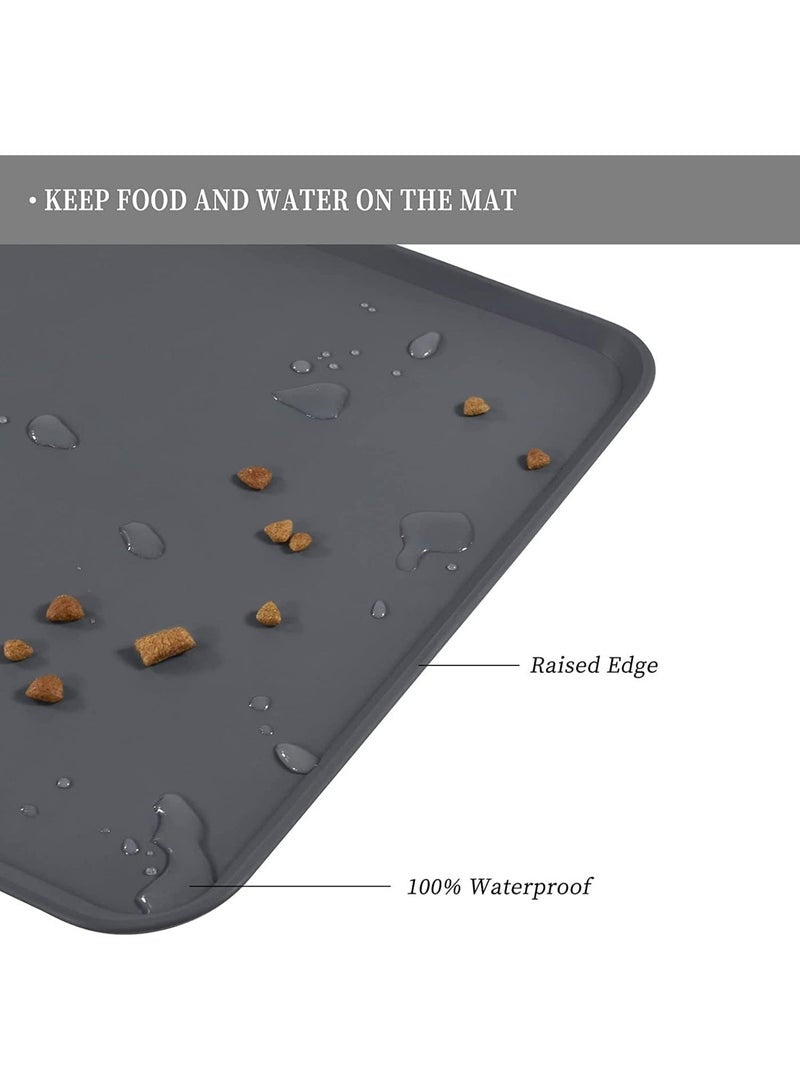 MunKan Feeding Mat for Cat and Dog, Pet Food Mat,Pet Silicone Bowl Mat ,Pet Feeding Mat , Waterproof Mat Pet,Premium Silicone FDA Grade Non-stick Non Slip Anti Spill Easy Clean ( Grey )