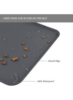 MunKan Feeding Mat for Cat and Dog, Pet Food Mat,Pet Silicone Bowl Mat ,Pet Feeding Mat , Waterproof Mat Pet,Premium Silicone FDA Grade Non-stick Non Slip Anti Spill Easy Clean ( Grey )