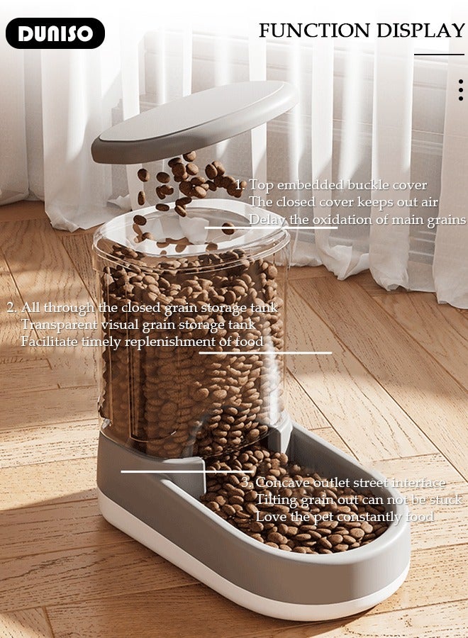 DUNISO Automatic Pet Feeder, Gravity Cat Dog Food Feeder and Water Dispenser Set of 2, Anti-slip Automatic Feeder Waterer Food Dispenser for Large & Small Dog Cat Puppy Kitten Feeder