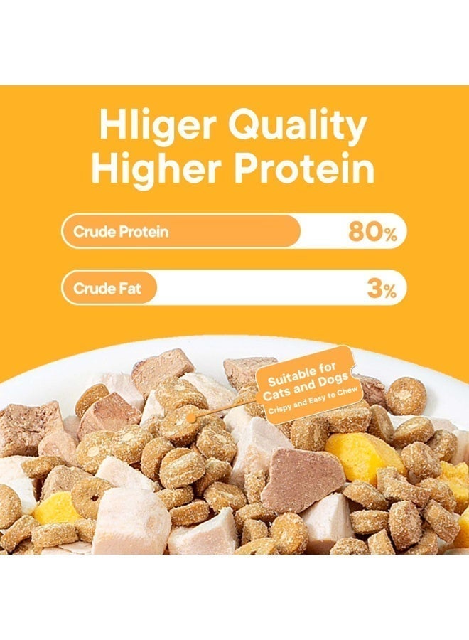 PINK BITES Cat & Dog Treats Freeze-Dried, Pure & Natural High-Protein Pet Snacks, 60g (Chicken & Egg Yolk)