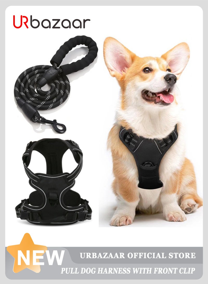URbazaar Dog Harness No Pull, Military Dog Harness for Large Dogs with Handle &amp; Molle, Easy Control Service Dog Vest Harness Training Walking, Adjustable Reflective Tactical Pet Harness