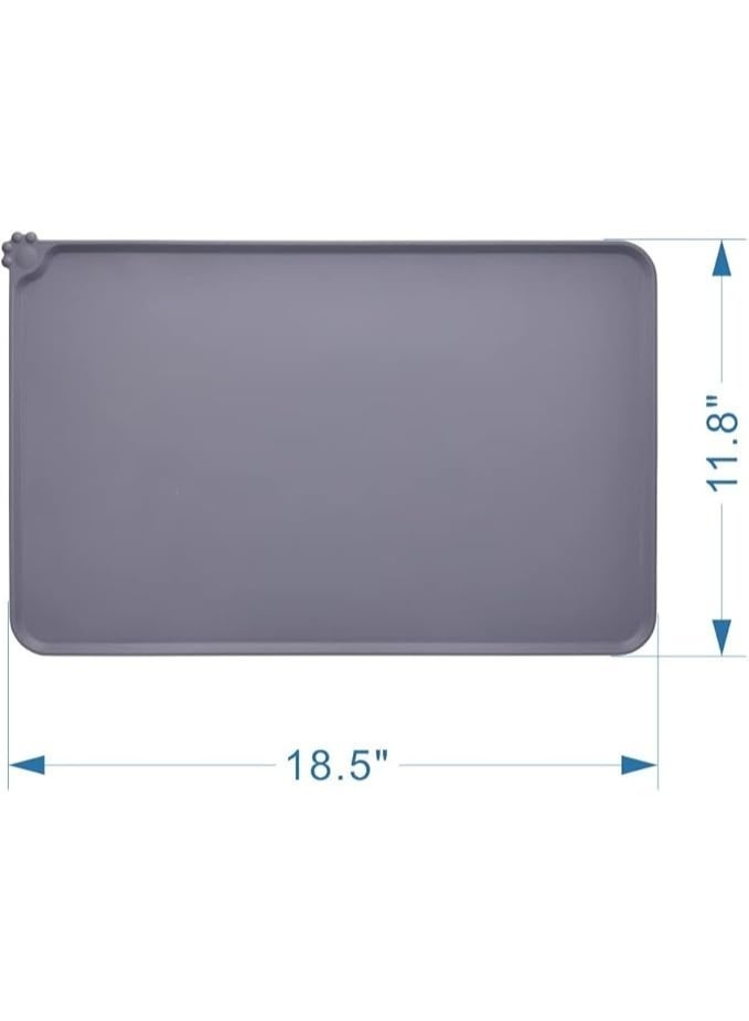 MunKan Feeding Mat for Cat and Dog, Pet Food Mat,Pet Silicone Bowl Mat ,Pet Feeding Mat , Waterproof Mat Pet,Premium Silicone FDA Grade Non-stick Non Slip Anti Spill Easy Clean ( Grey )